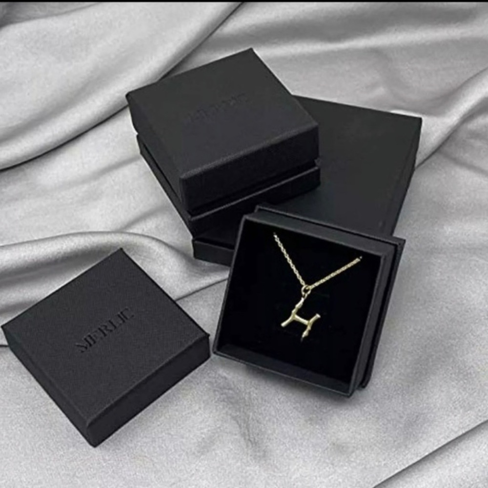 MERLIC 14K Gold Plated Unicorn Horn Initial Letter H Pendant Necklace